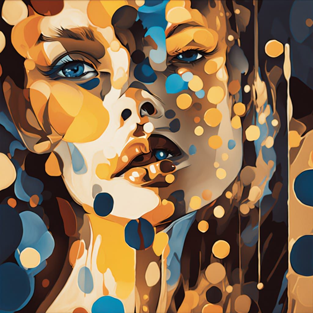 Abstract Colorfield with Ink Wash Technique