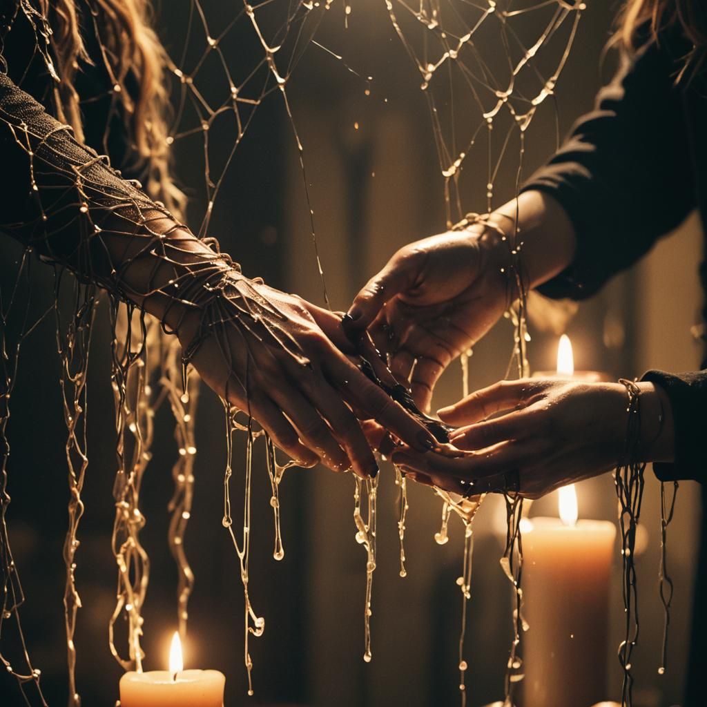 Arachne Weaving Wax into Web with Candle Flame