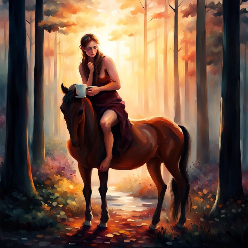 Impressionistic Centaur Coffee at Dawn