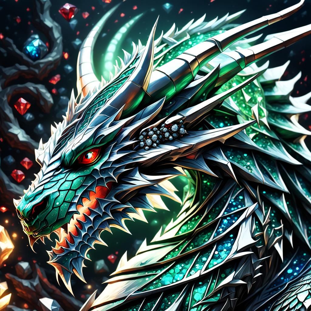 Diamond Dragon Concept Art in Dark Fantasy Style