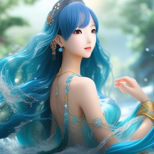 Beautiful Anime Princess of the Ocean in 8k