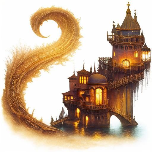 Mystical Venice Gondola Ride: Dreamy Oil Painting