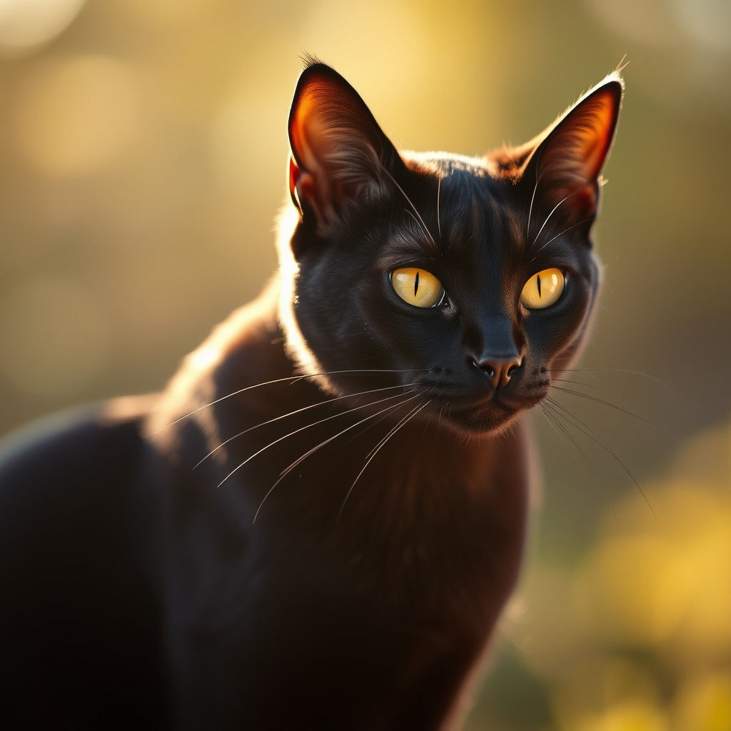 Elegant Black Cat with Piercing Eyes