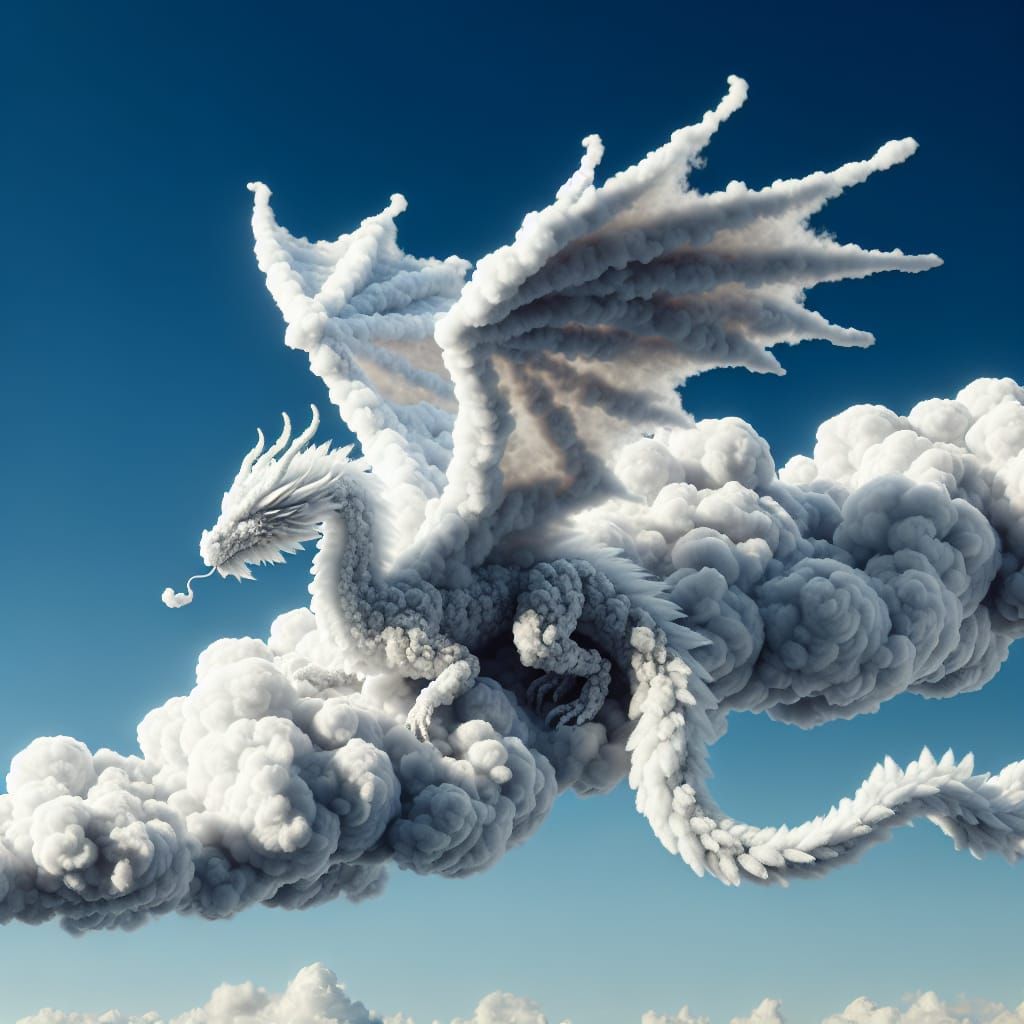 Photorealistic Cloud Dragon in Fantasy Style