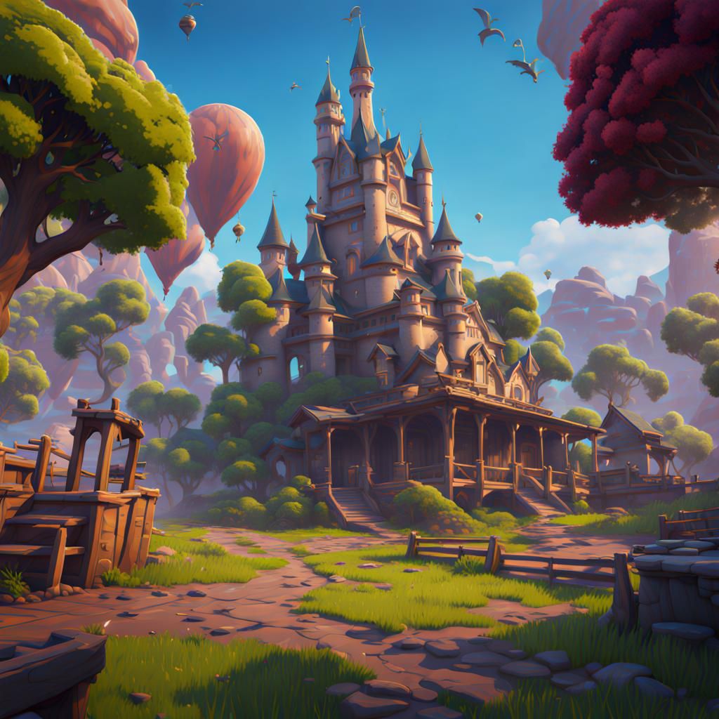 Fortnite Character in Detailed Disney Background