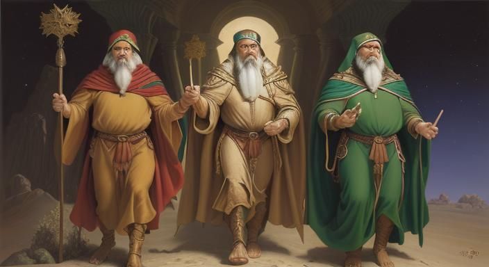 Three Wise Men's Journey: Fantasy Oil Painting