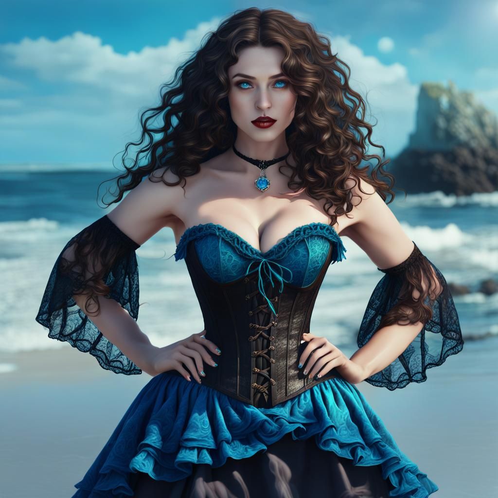 Summer Witch Casting Spells on the Beach