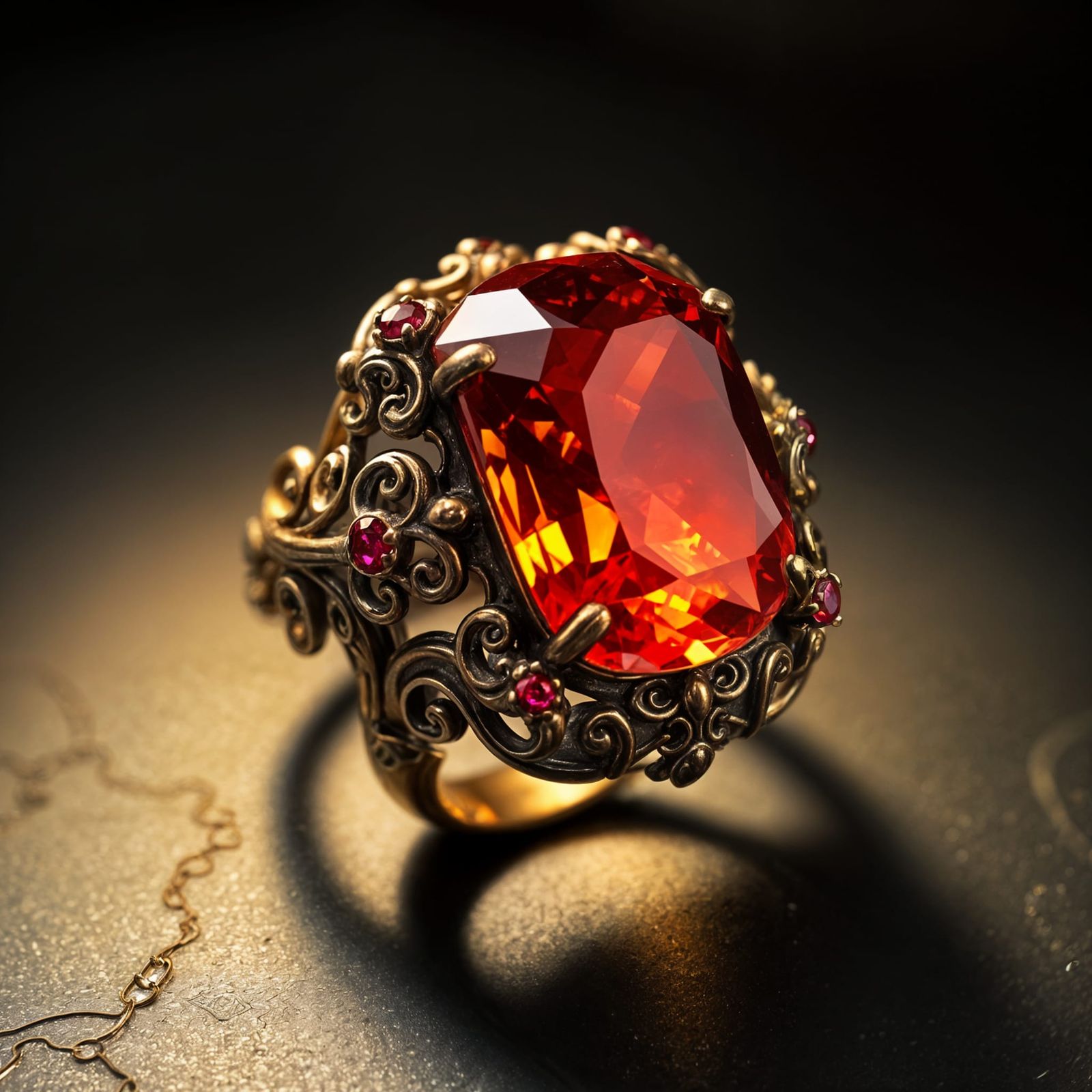 Luxurious Ruby Ring in Bronze and Gold