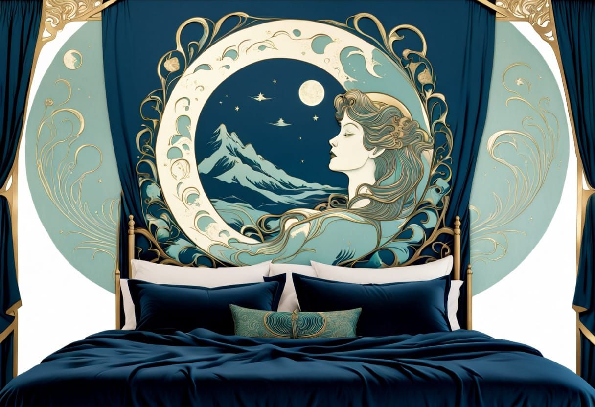 Moon Rising: Art Nouveau Brass Etch Silkscreen