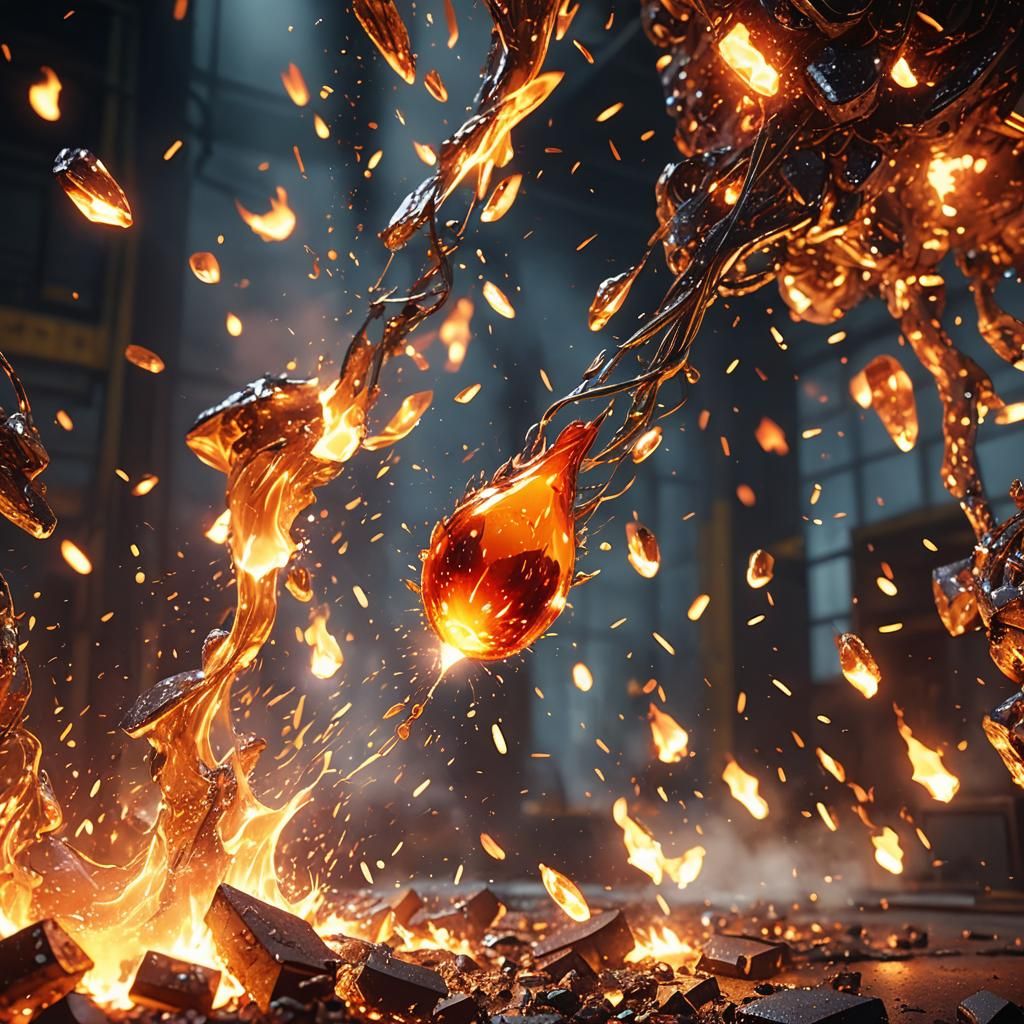 Ember Drop Leaping in Industrial 3D Animation