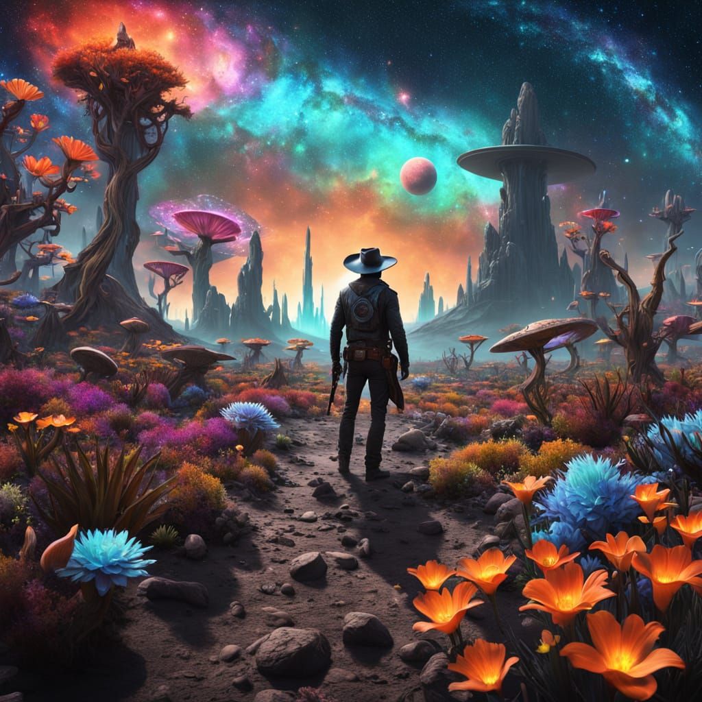 Cowboy's Alien Garden: A Digital Matte Painting