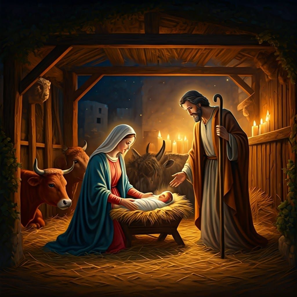 Nativity Scene in Soft Golden Light