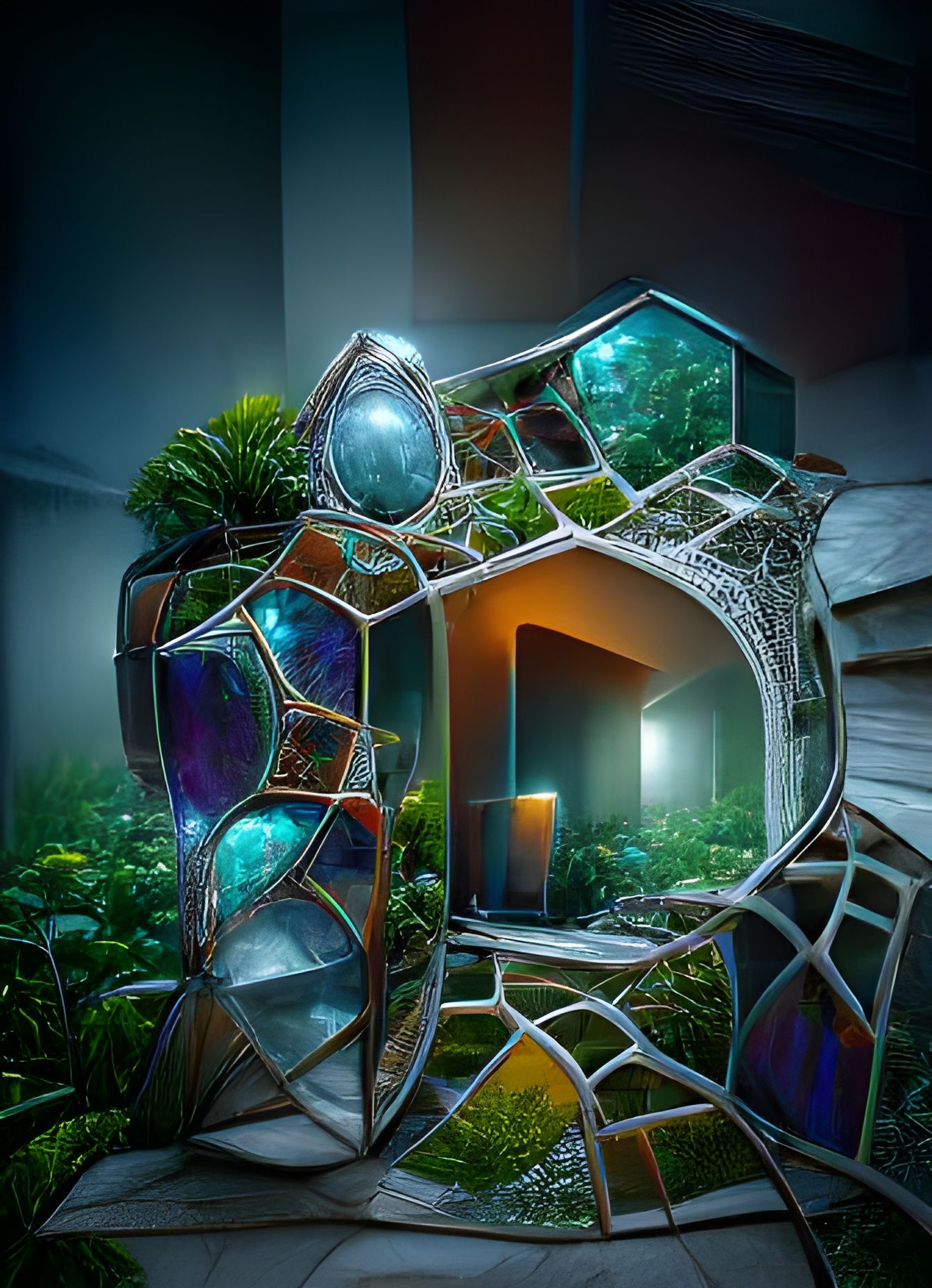 Ethereal Glass Mirror House in Fantasy Style