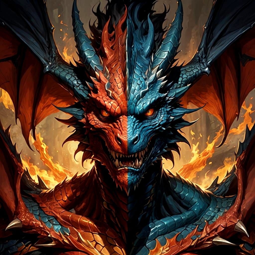 Half-Dragon, Half-Human Hybrid Fantasy Creature