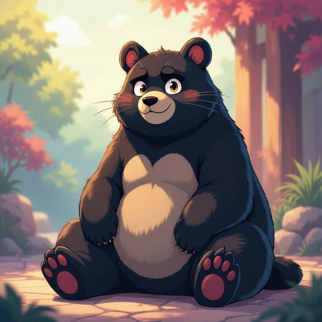 Majestic Cat Bear in Studio Trigger Anime Style