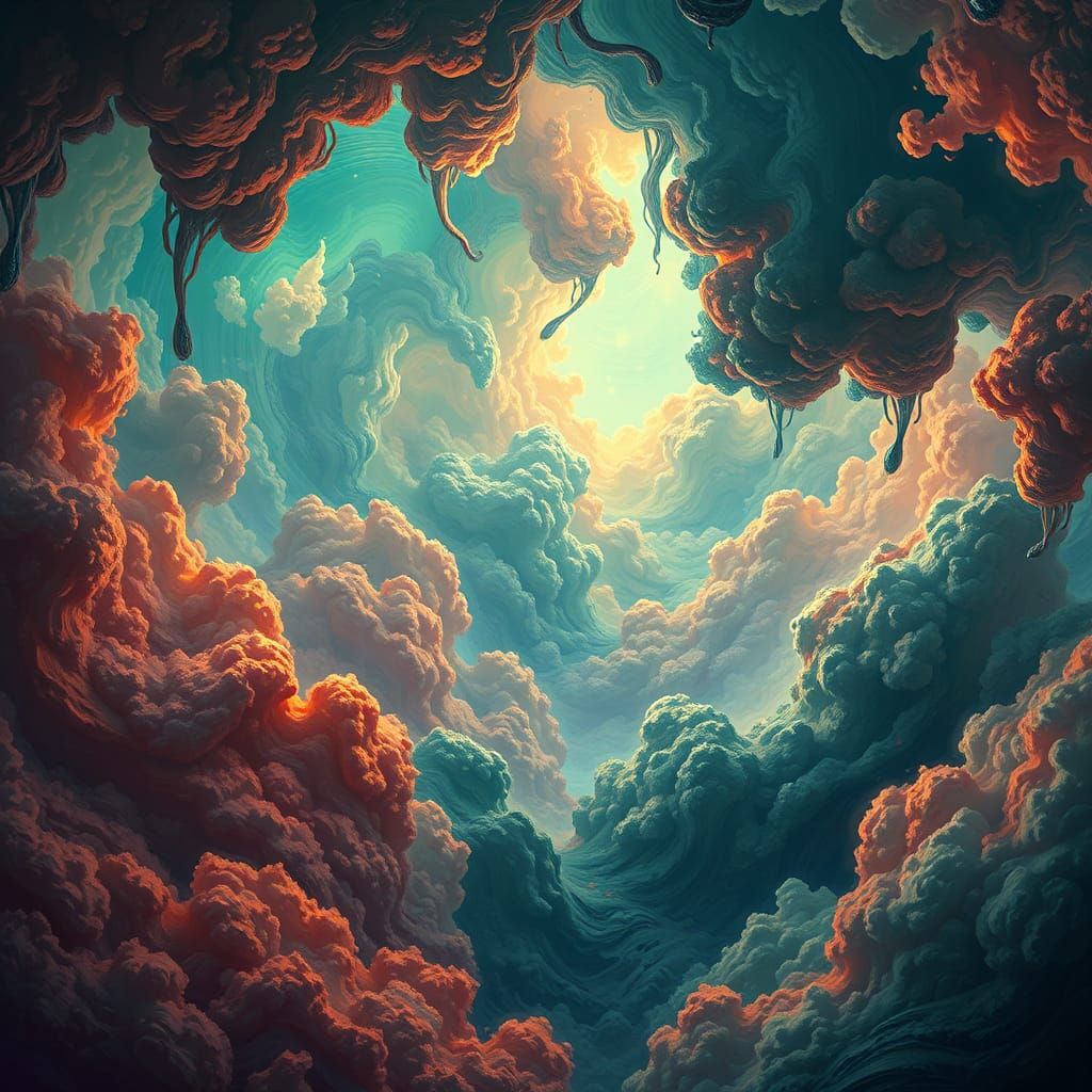 Abstract Realm of Swirling Colors in Matte Painting Style