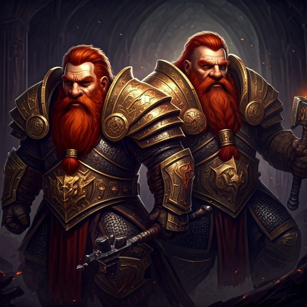 Mighty Dwarf Warriors in Dark Fantasy Realm