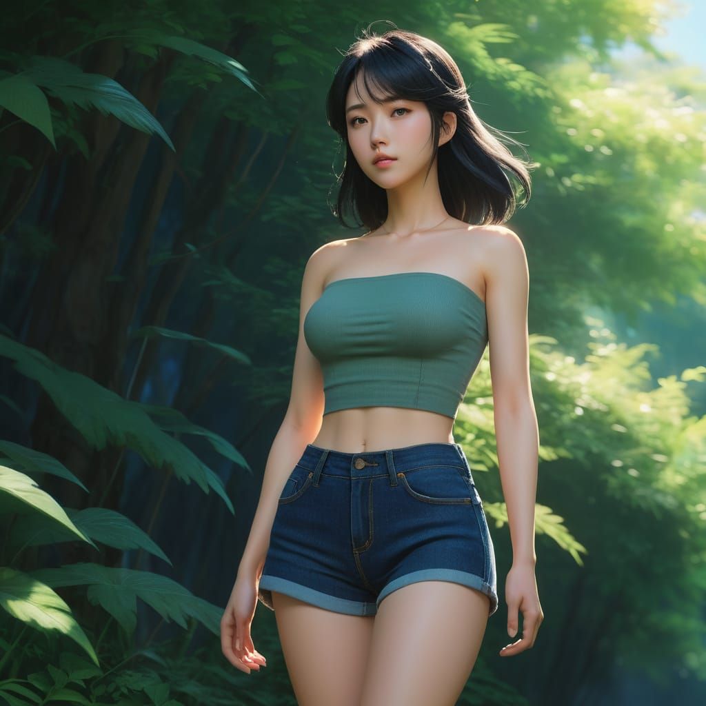 Ethereal Korean Beauty in Vibrant Studio Ghibli-Inspired Ani...