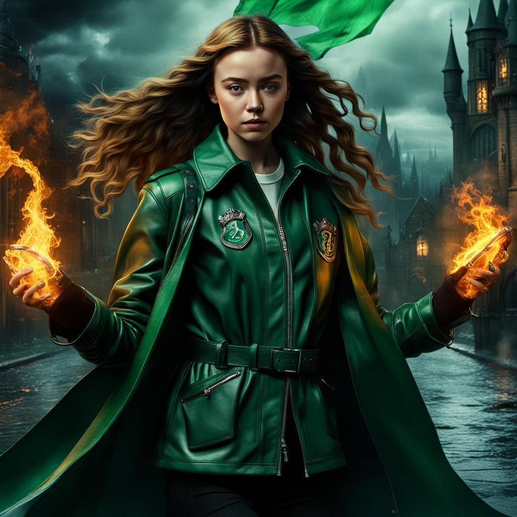 Slytherin Sorceress Conjures Fire Magic