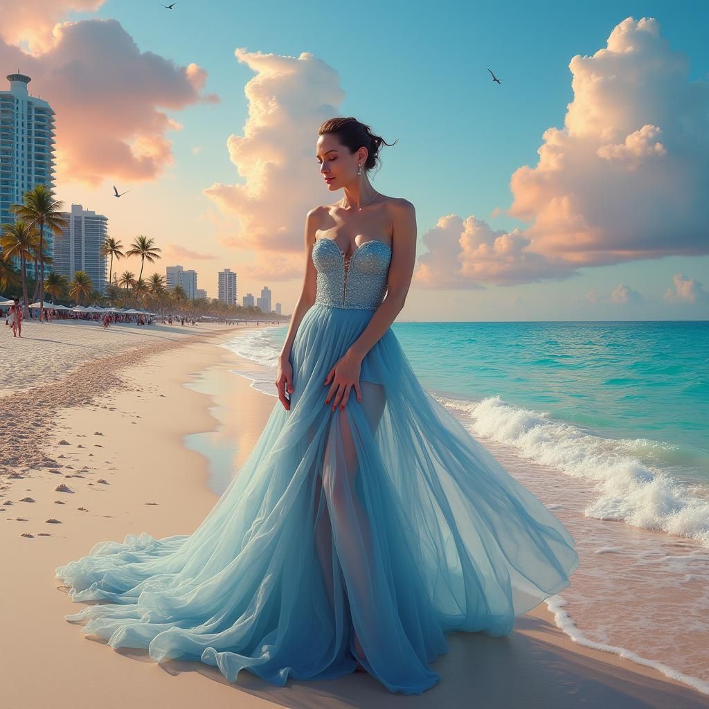 Ocean Goddess on Miami Beach: Digital Matte Painting