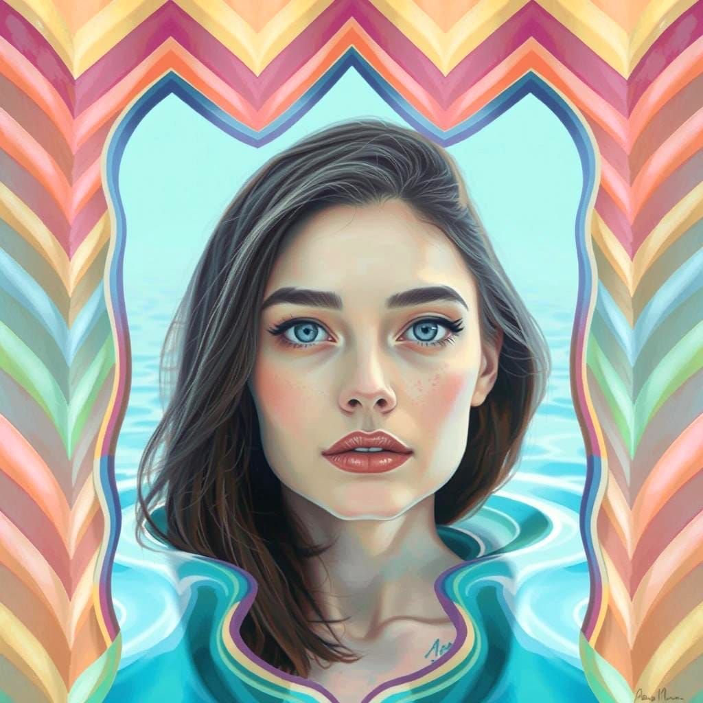 Woman's Dress Extends into Floral Terrazzo