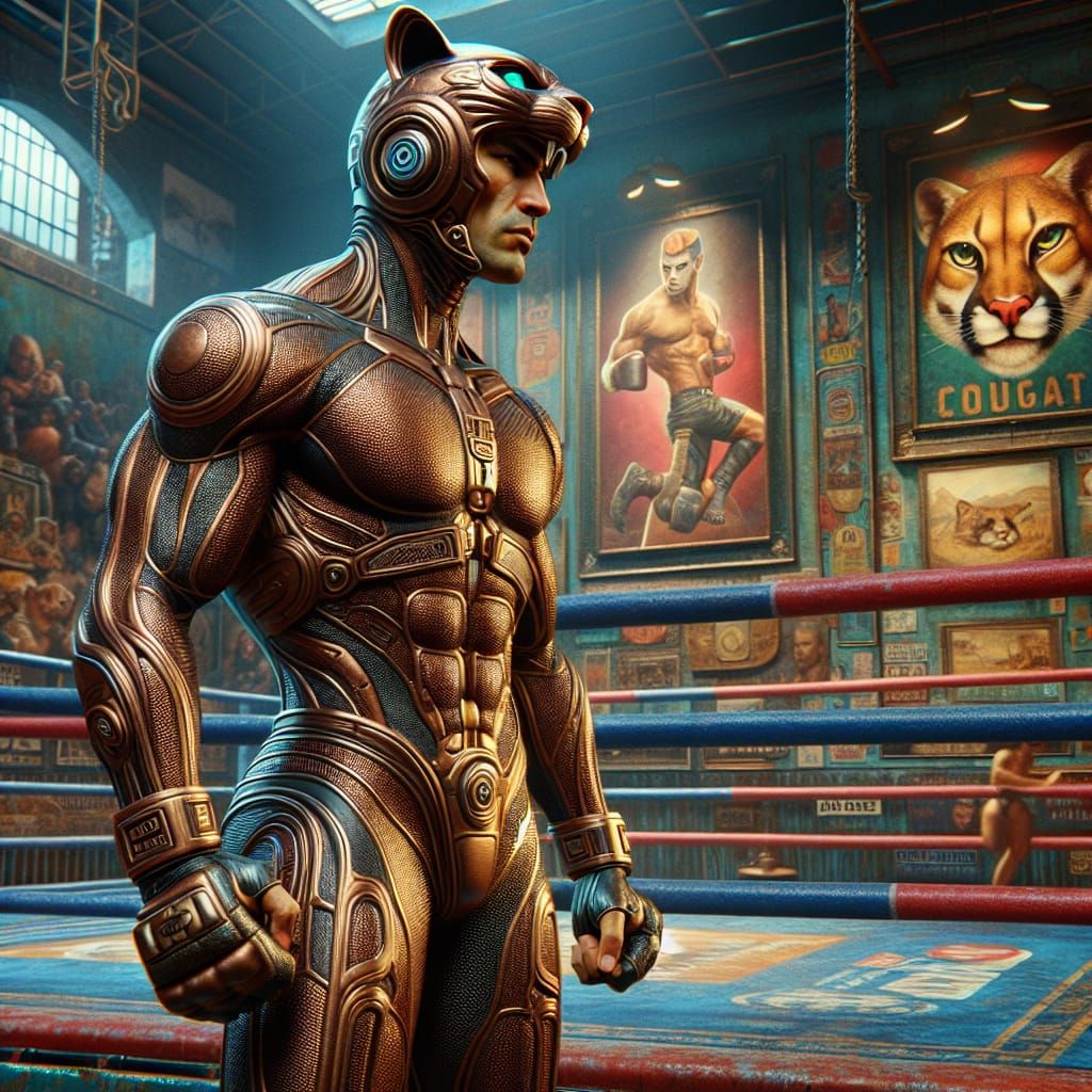 Futuristic MMA Fighter in Retro Catsuit