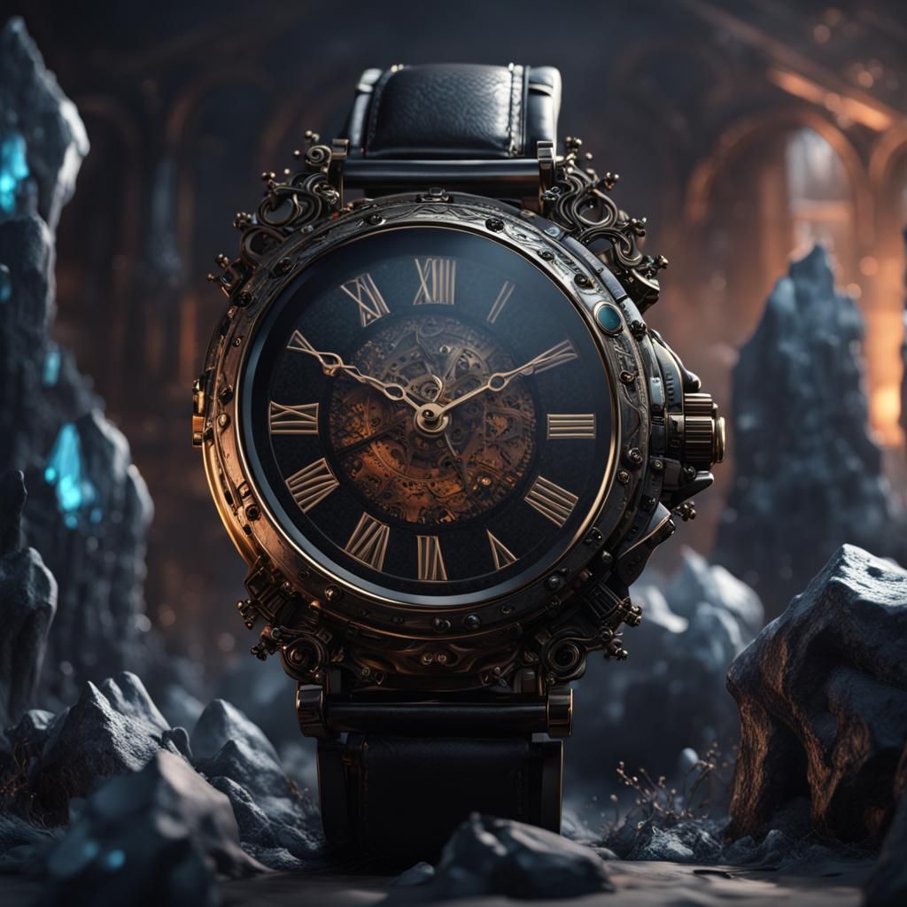 Black Crystal Watch in Detailed Matte Painting