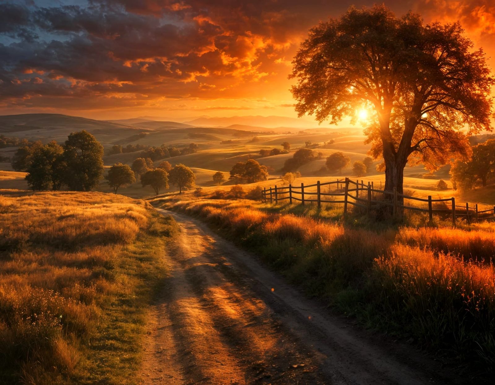 Golden Hour Autumn Landscape Digital Matte Painting