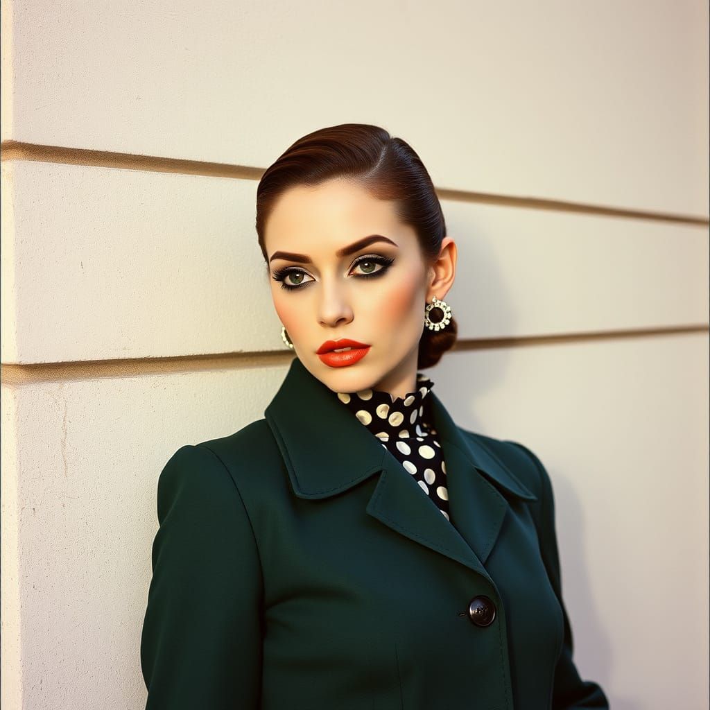 Mod Fashion Icon in Vibrant Wes Anderson Style