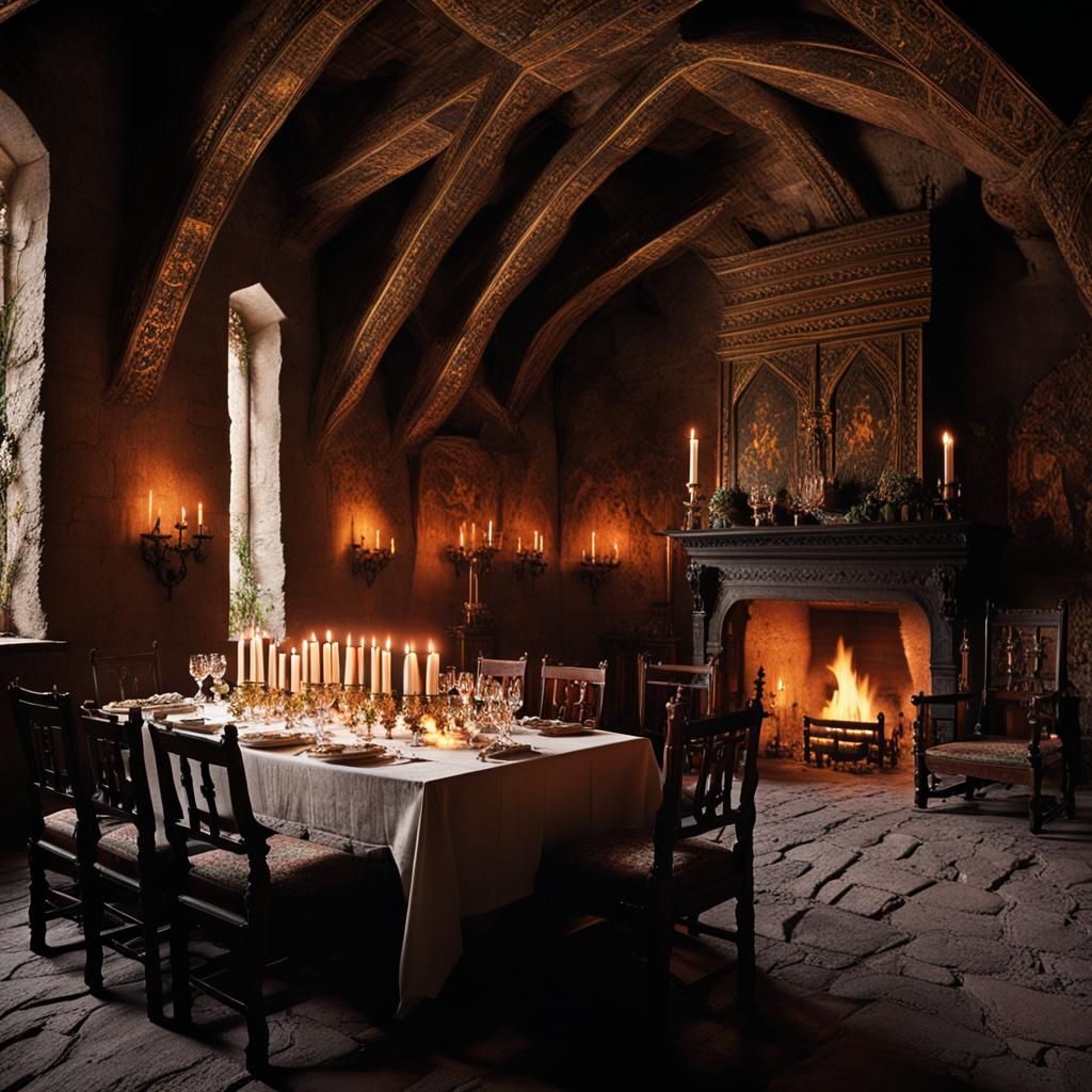 Candlelit Feast in Dark Castle for Nobles