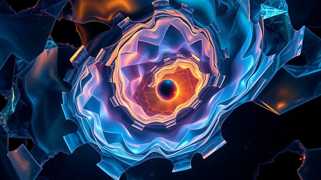 Surreal Fractal Vortex in Cosmic, Iridescent Hues