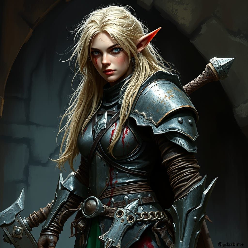 Realistic Fantasy Elf Knight in Medieval Armor