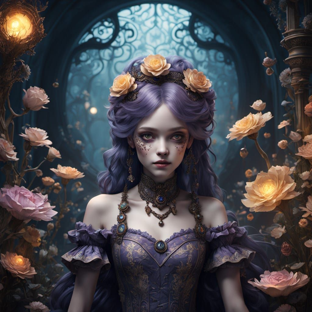 Whimsical Horror Character in Dark Fantasy Kingdom