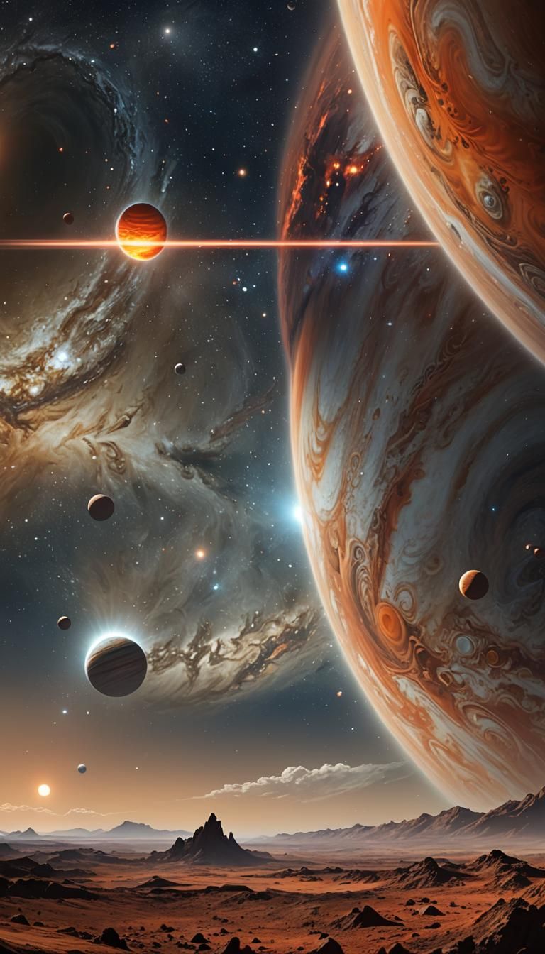 Jupiter Gas Giant in Anime Art Style