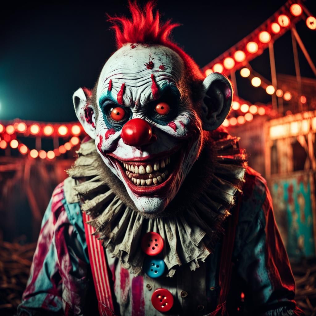 Zombie Monkey Clown in Abandoned Carnival