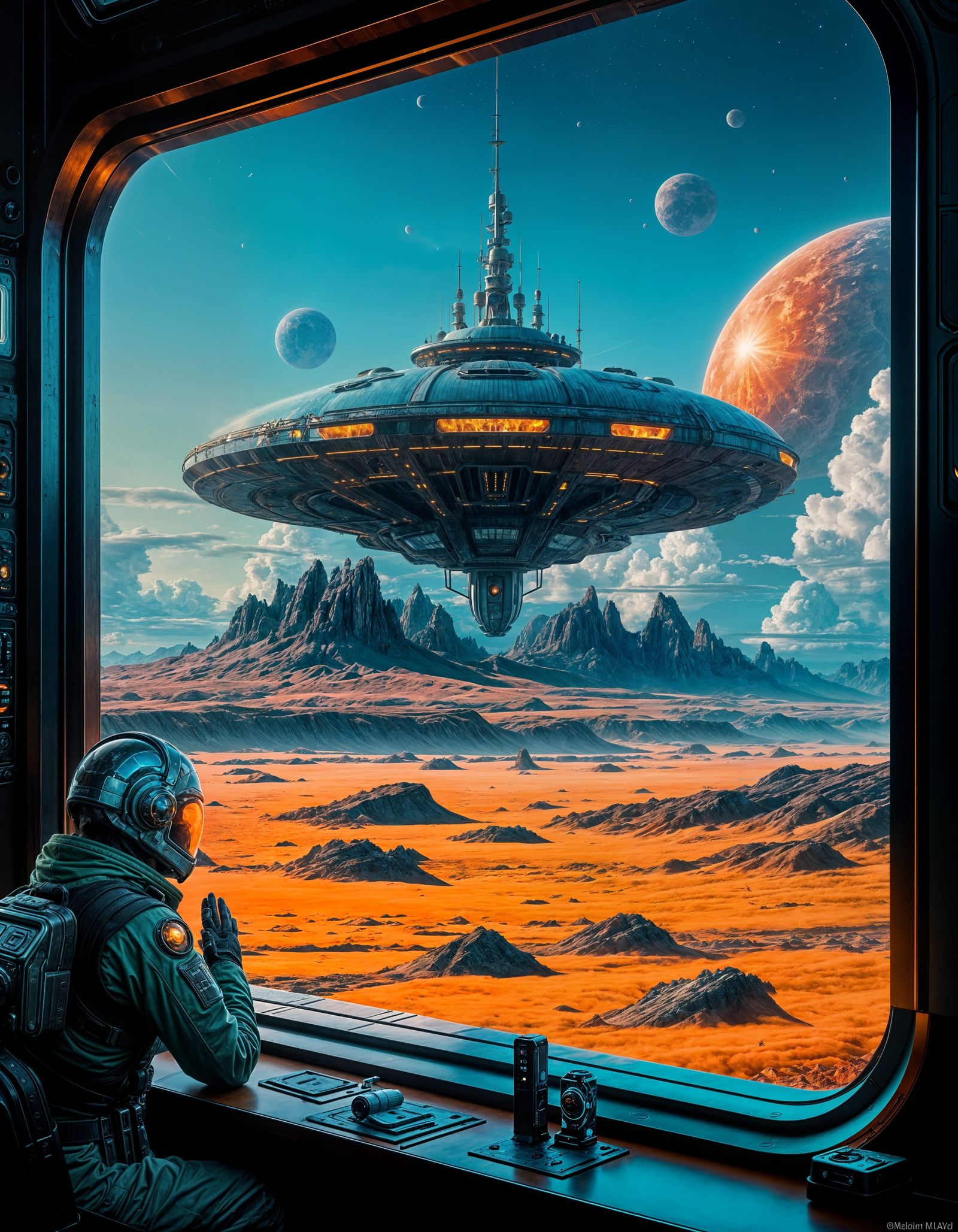 Stunning Alien Planet Landscape through Ship's Window