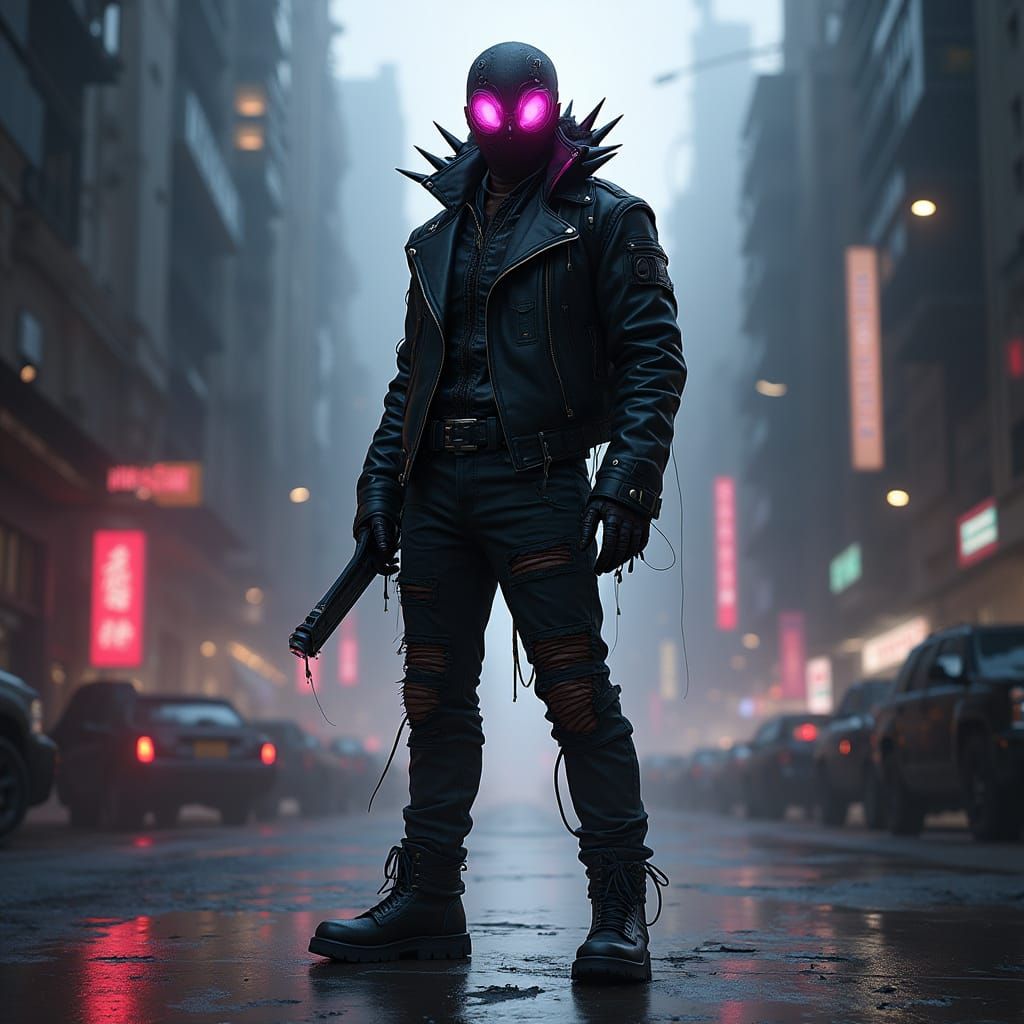 Cyberpunk Cyborg Concept Art in Urban Fantasy Setting