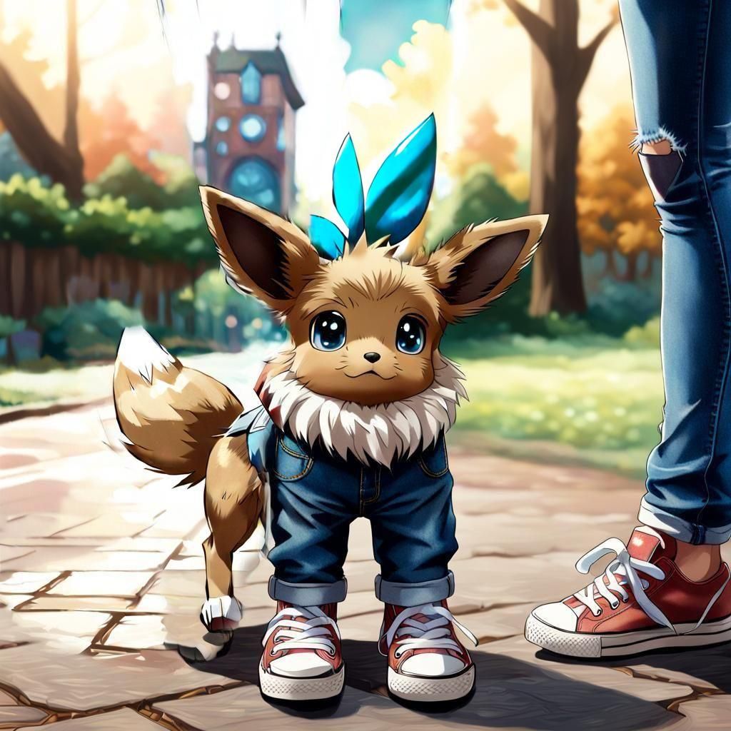 Adorable Eevee Pokémon Fusion Cartoon Character Art