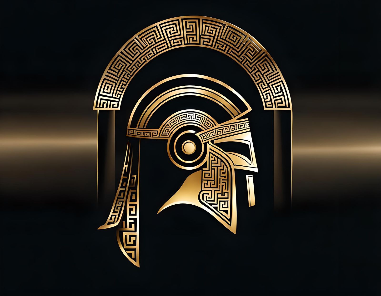 Elegant Gold Greek Helmet Logo with Key Design