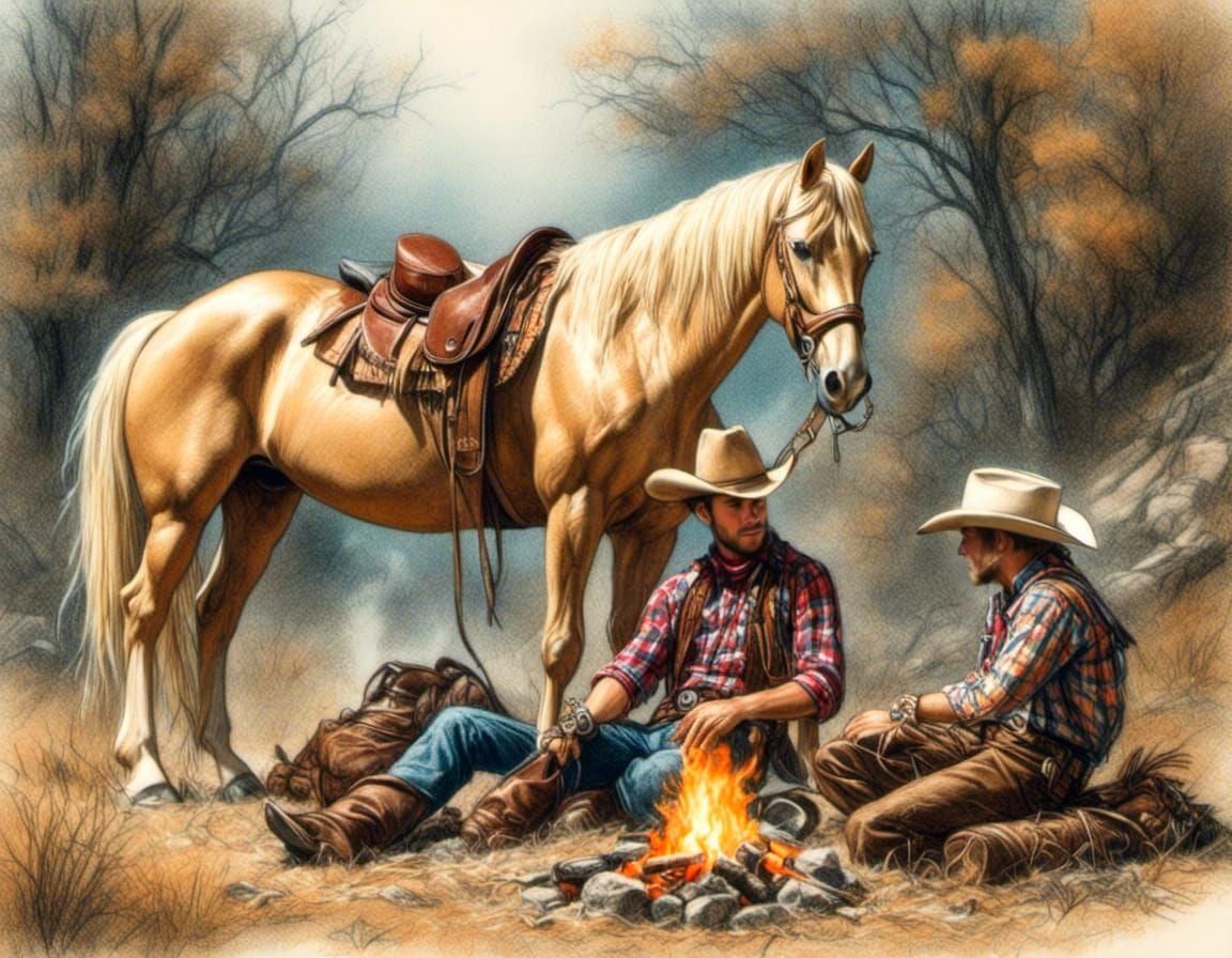 Resting near a campfire