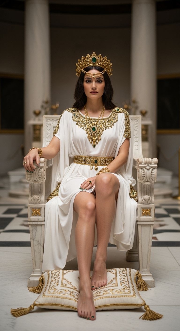 Greek Goddess on Throne in Temple, Professional Photography