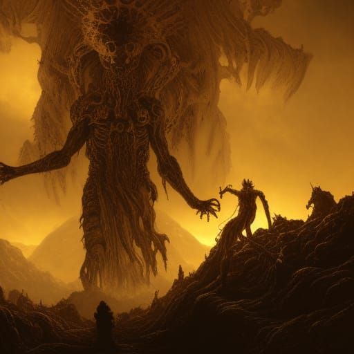 Eldritch Eyeball Demon in Post-Apocalyptic Horror Style