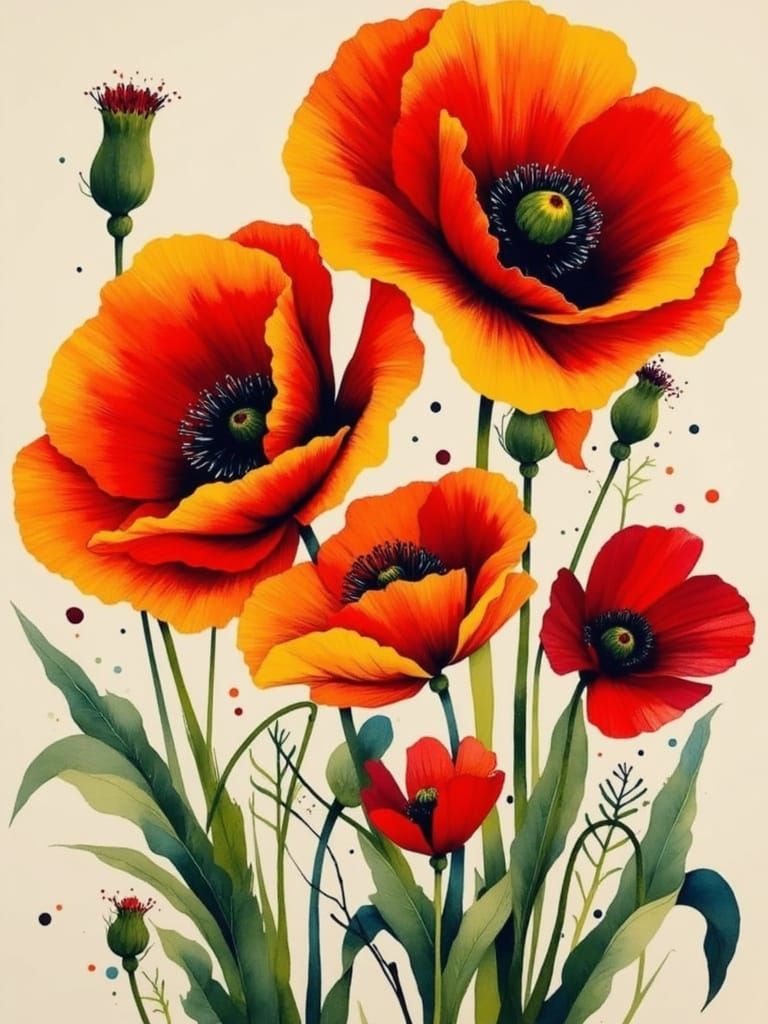 Surreal Poppy Blooms in Vibrant Colors