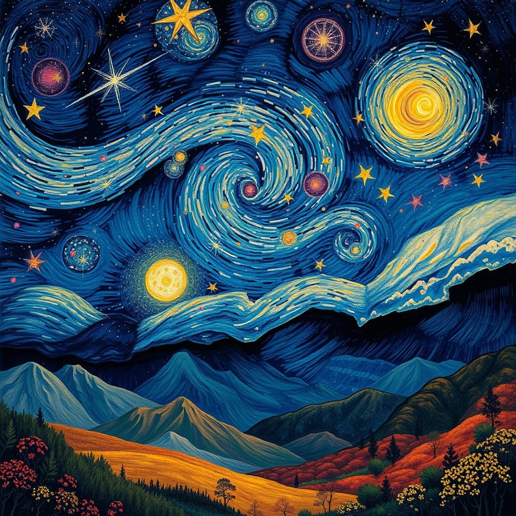 Whispers of Stardust in Vibrant, Dreamlike Celestial Scene