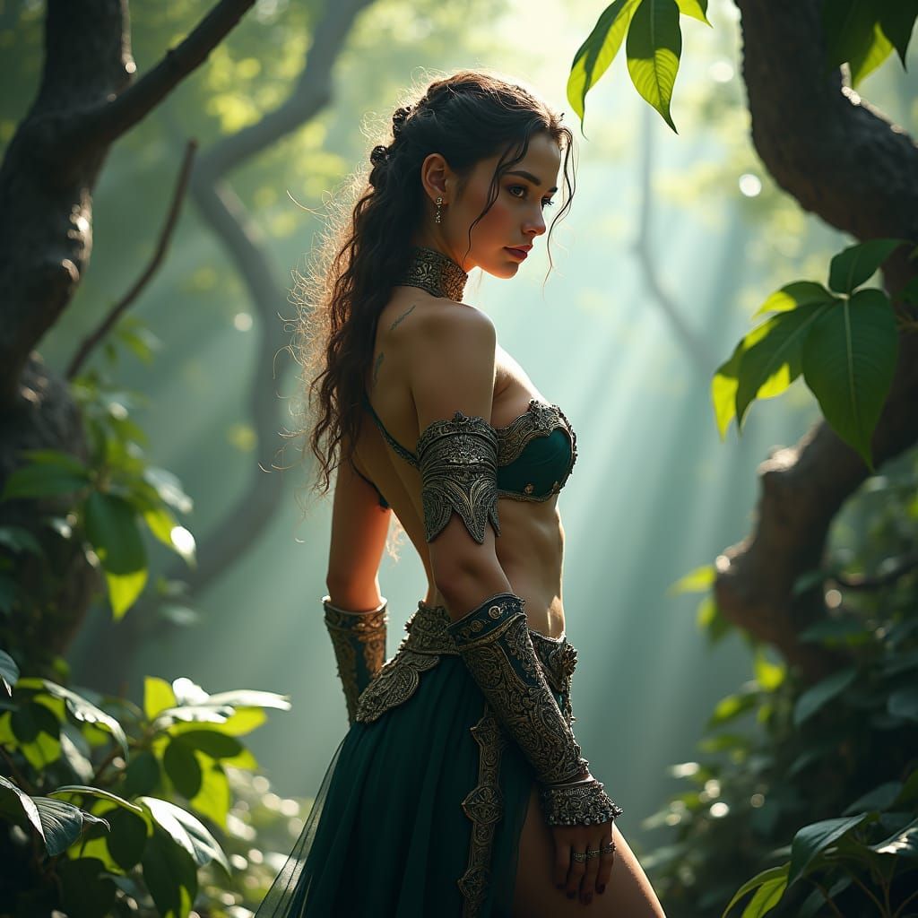 Enchanted Forest Warrior: A Digital Matte Painting