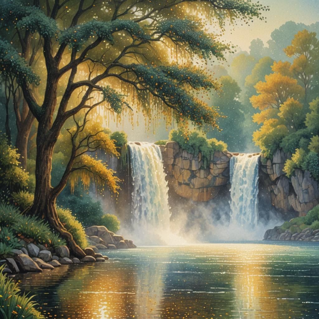 Pointillism Waterfall (1)