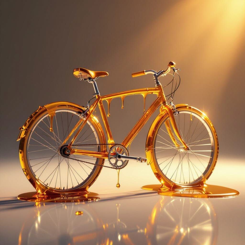 Transparent Honey Bicycle Dripping Golden Light