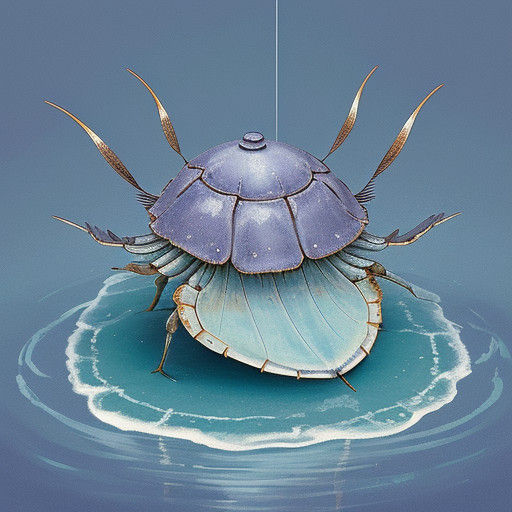 Whimsical Horseshoe Crab in Cel Animation Style