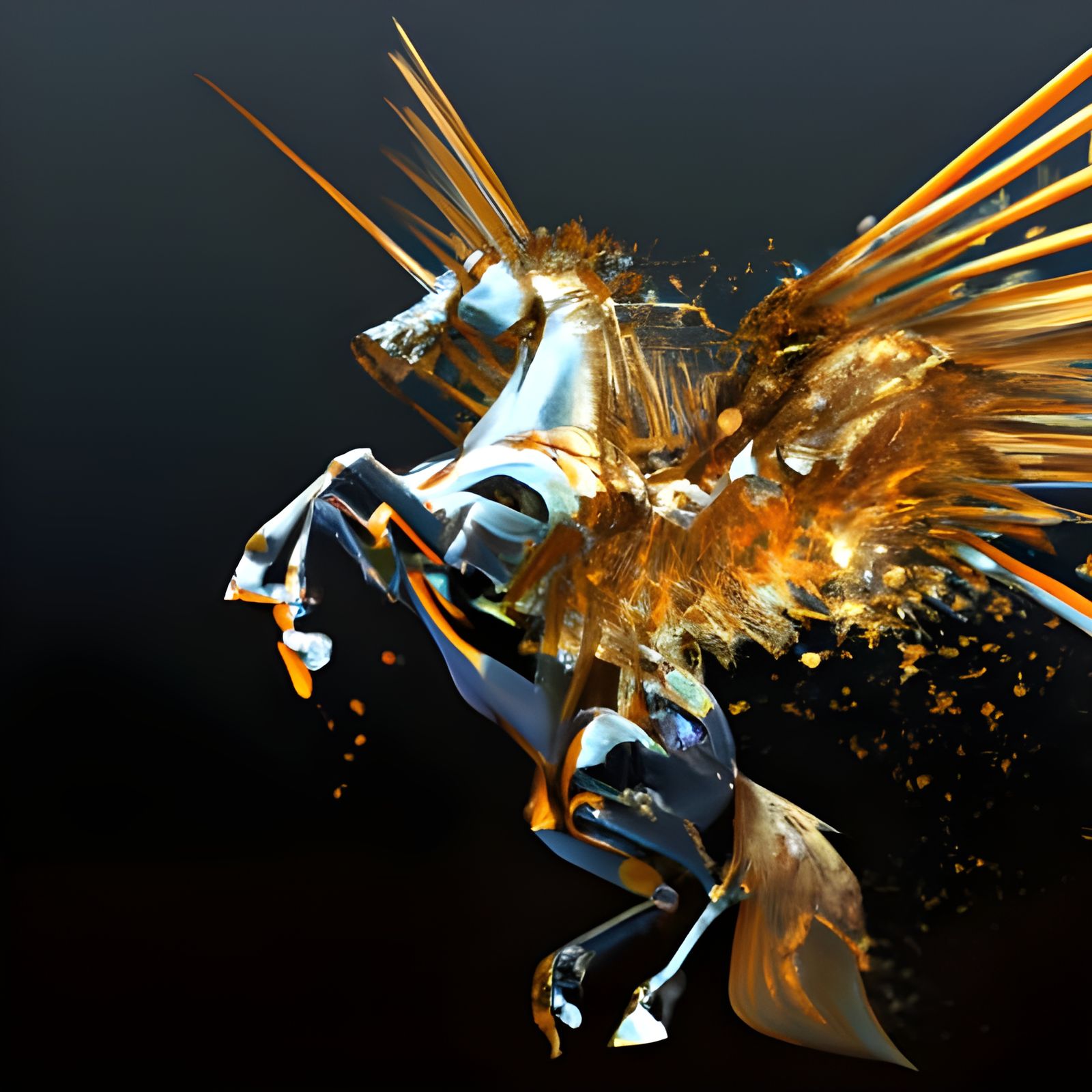 Golden and Silver Pegasus: Abstract Concept Art