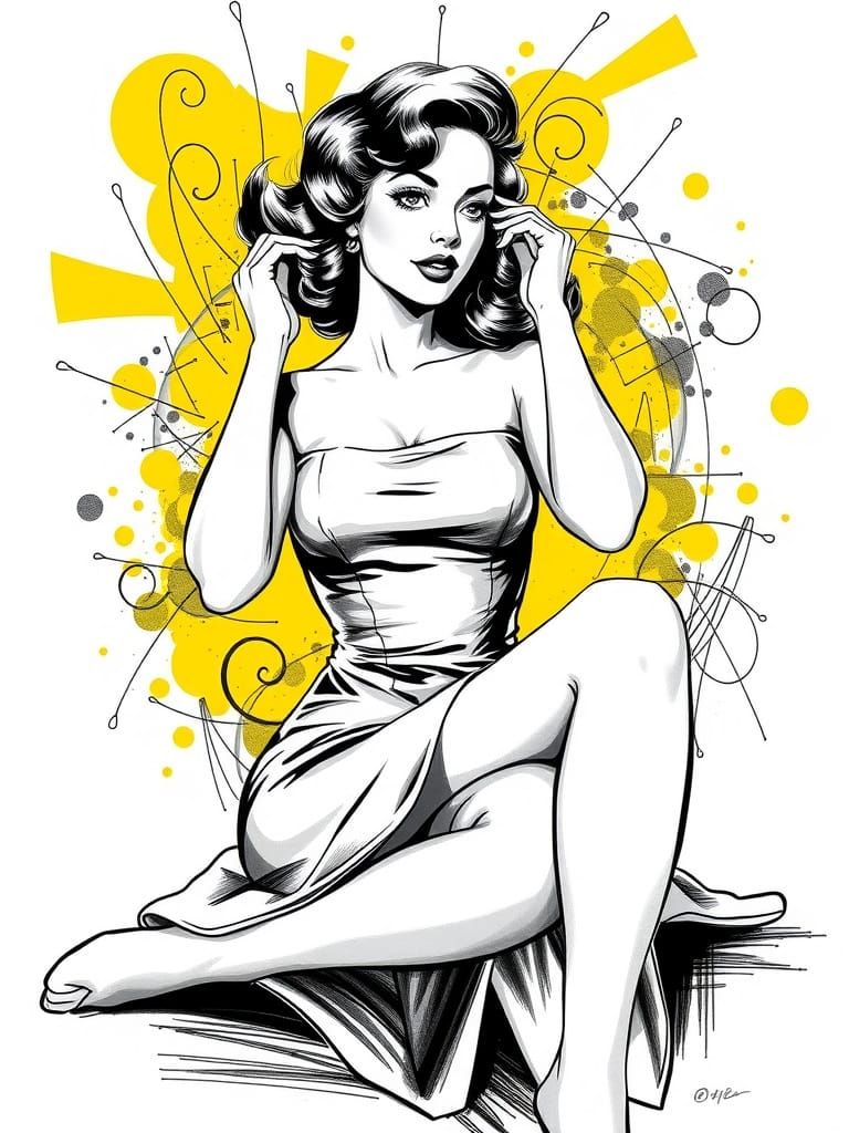 Classic Pin-Up Beauty in Monochrome